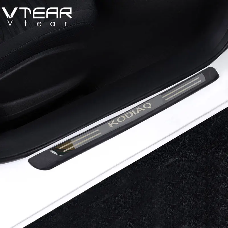 Vtear For Skoda Kodiaq Accessories Car Door Sill Cover Trim Anti-Scuff Plate Threshold Pedal Exterior Scuff Car-Styling 2021