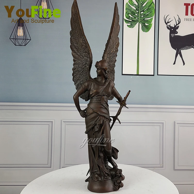 

30" Bronze Greek Goddess of Athena Sculpture Warrior Statue Classic Art Bronze Angel Statue For Home Decor Ornament Crafts