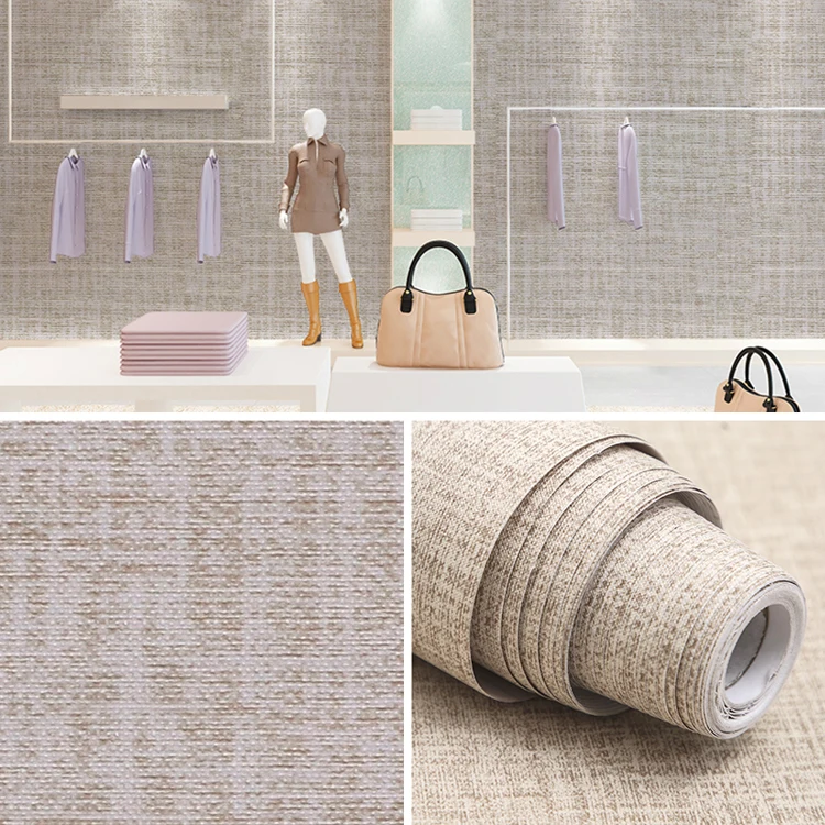 [TB15]Plain color wallpaper self-adhesive Chinese bedroom living room warm thick linen wallpaper home dormitory waterproof and m