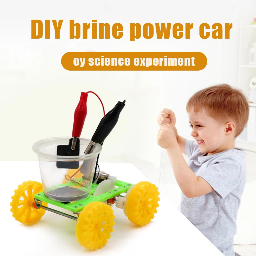 Coche eléctrico de agua salada para niños, juguete educativo de construcción, modelo de coche, Kit de experimentos científicos, ideal para regalo