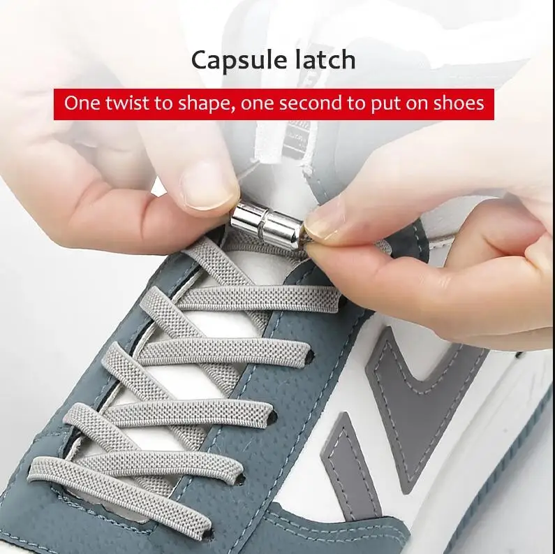 New No Tie Shoelaces Elastic Flat Sneakers Shoe Laces For Kids and Adult Quick Lazy Metal Lock Laces Shoe Strings 23 Colors