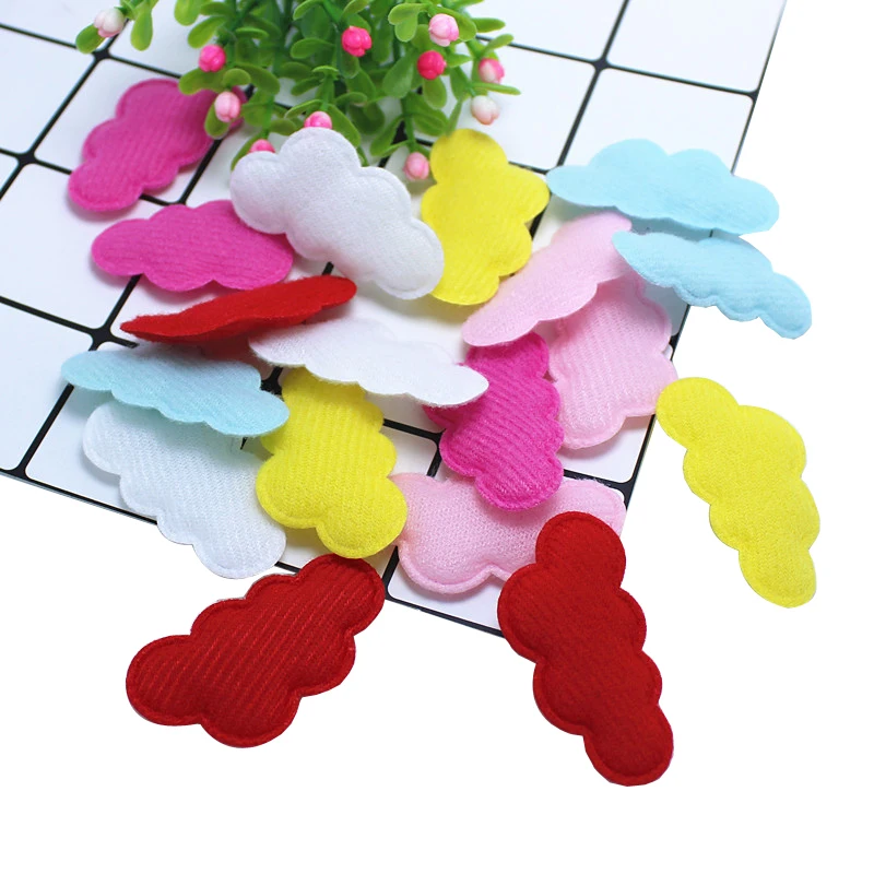 50Pcs 4.5*2.5cm Colored Clouds Soft Clothing Patches DIY Needlework Scrapbooking Applique Baby Hats Accessories