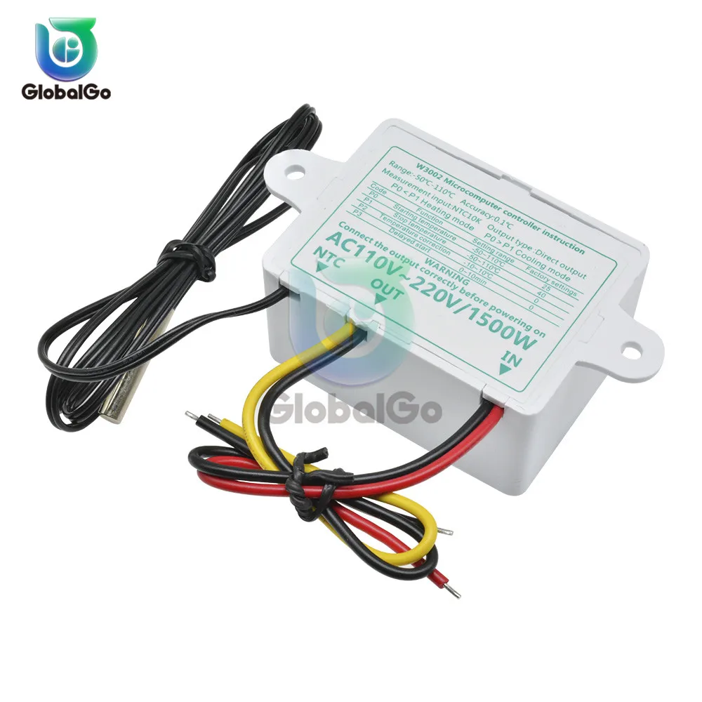 W3002 12V 24V 110V 220V LED Digital Temperature Controller Thermostat Thermoregulator Sensor Meter Fridge Water Heating Cooling