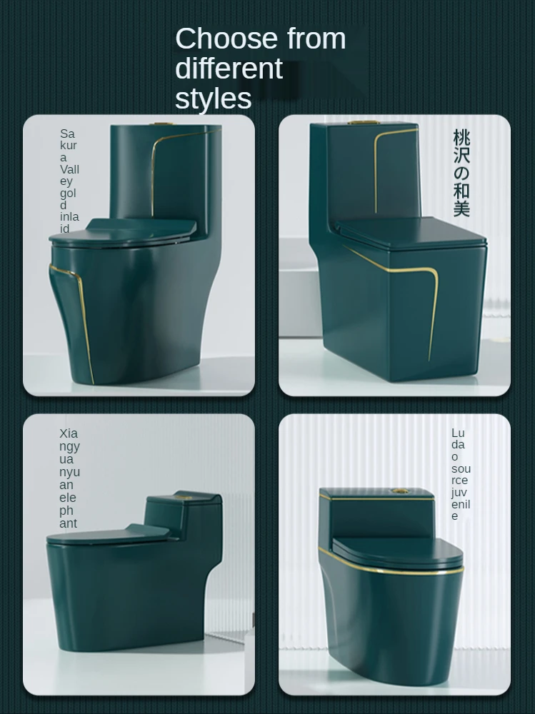 Dark Green Domestic Toilet Bathroom Color Light Luxury Toilet Siphon Ceramic Pumping Personalized Creative Toilet