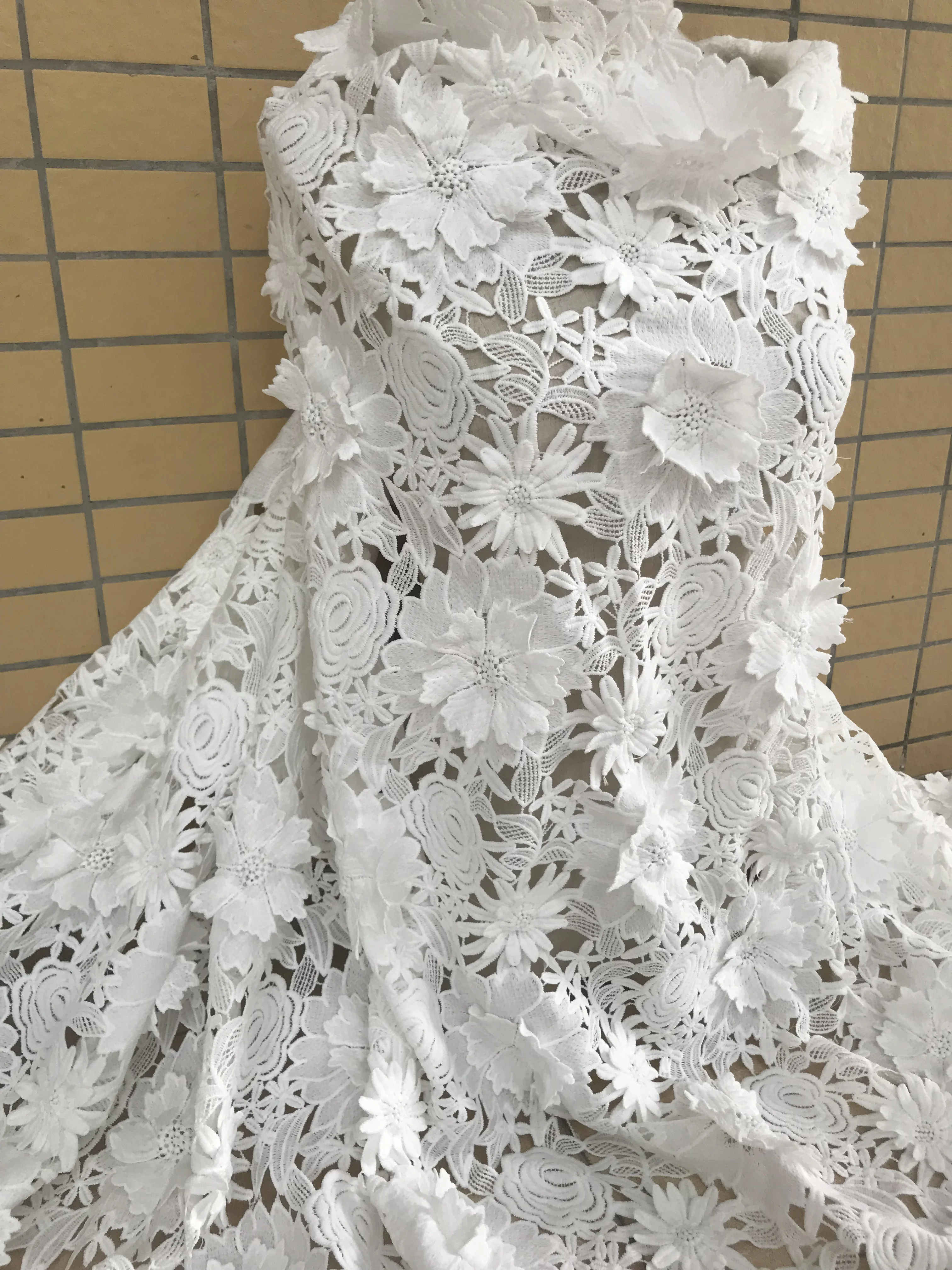 sexy french net with ZH-58883 white embroidery mesh tulle lace fabric for wedding/evening dress/party