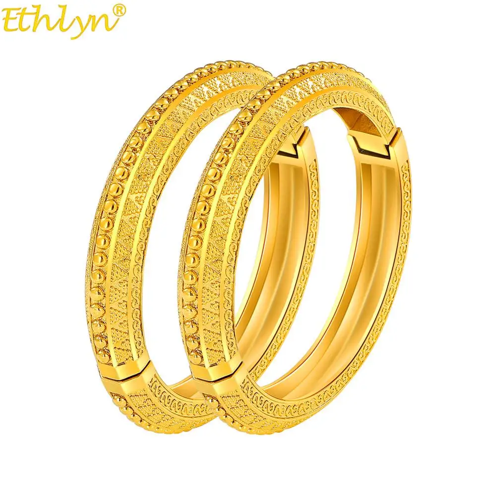 

Ethlyn 2 шт./лот, Роскошные браслеты и браслеты из Дубая золотого цвета, очаровательные, открывающиеся, арабские, африканские, ближневосточные, MY9
