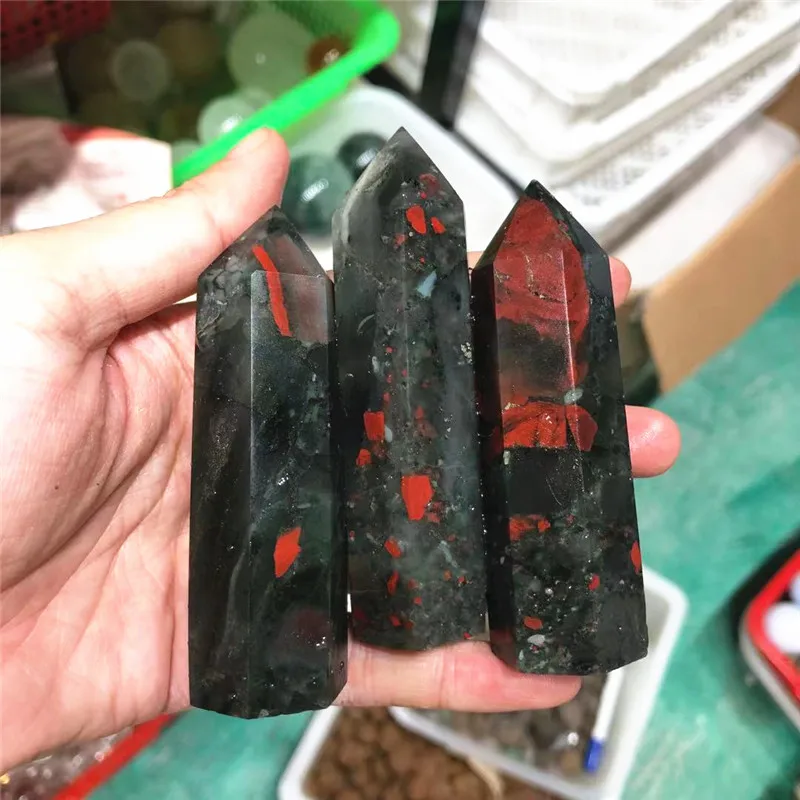 Natural Quartz Crystal Tower Reiki Healing Stones African Bloodstone Wand Point For Home Decoration