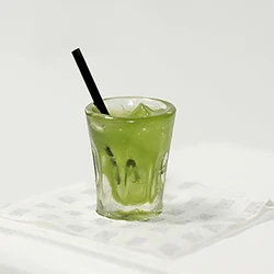 2Pcs 1/12 Dollhouse Miniature Accessories Mini Resin Matcha Drink Cup Simulation Model Doll House Home Decoration