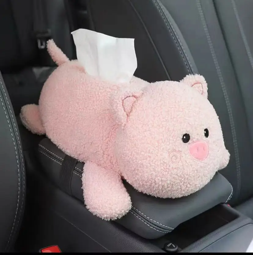 Cute Car Tissue Box Lamb Fabric Tissue Box Armrest Box Type Tissue Bag Car Accessories