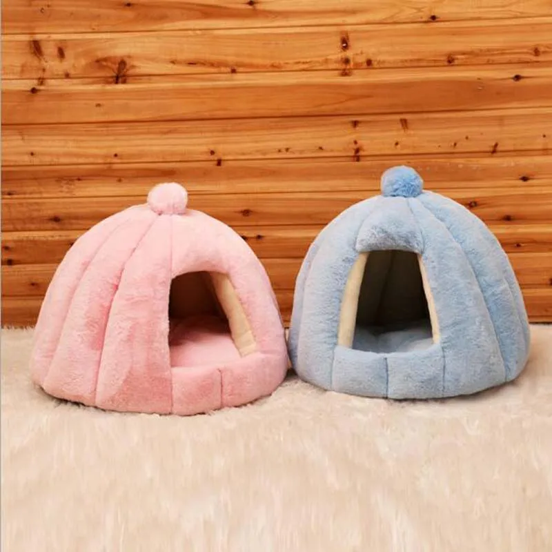 

Soft Warm Pet Cat Cave House Foldable Tent Soft Dog Bed Mongolian Yurts Cute Kennel Nest Small Animals Puppy House With Mat