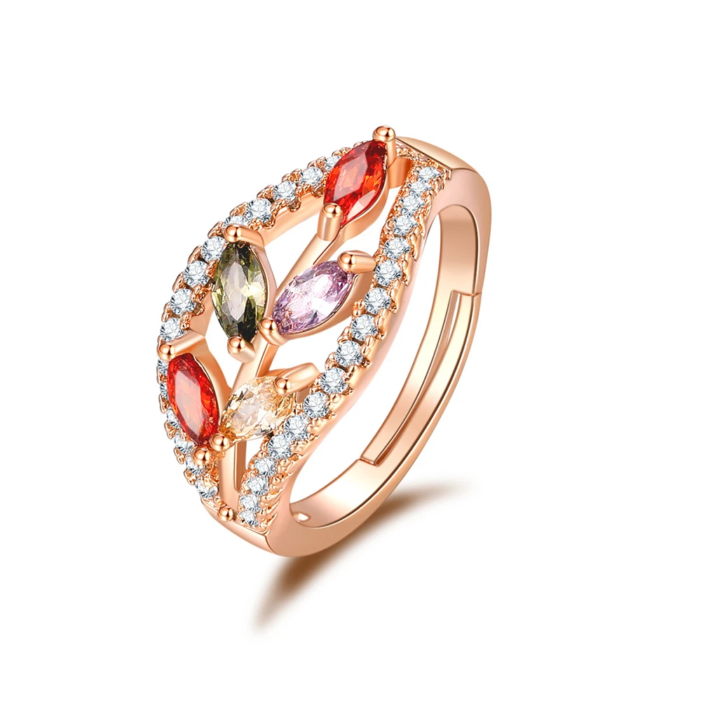 Bettyue Fascinating Design Energetic Style Multicolor Branch Grow In Crack Zirconia Distinctive Ring Adjustable For Women Gift