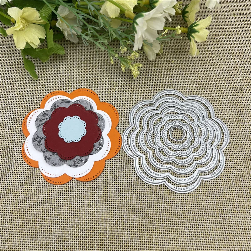 7pcs New Flower Shape Metal Cutting die keychain shaker Heart Paper Key Chain Scrapbook Paper Craft Card Punch Art Knife Cutter