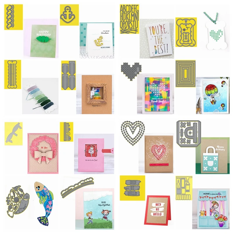 

Rectangle Frame Fish Bow Heart Alphabet Bagdecoration Metal Cutting Dies Cut Die Mold Scrapbook Paper Craft Hot Stencils Work