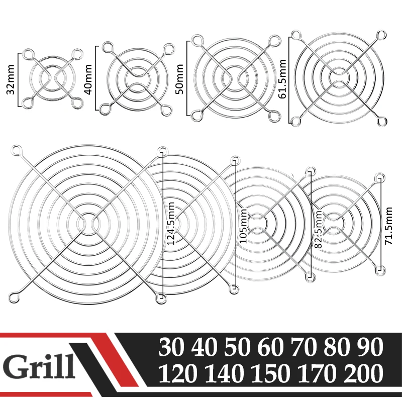 

2Pcs Cooling Fan Guard Metal Grill 30mm 40mm 50mm 60mm 70mm 80mm 90mm 120mm 135mm 140mm 170mm 200mm Finger Guard Protective Net