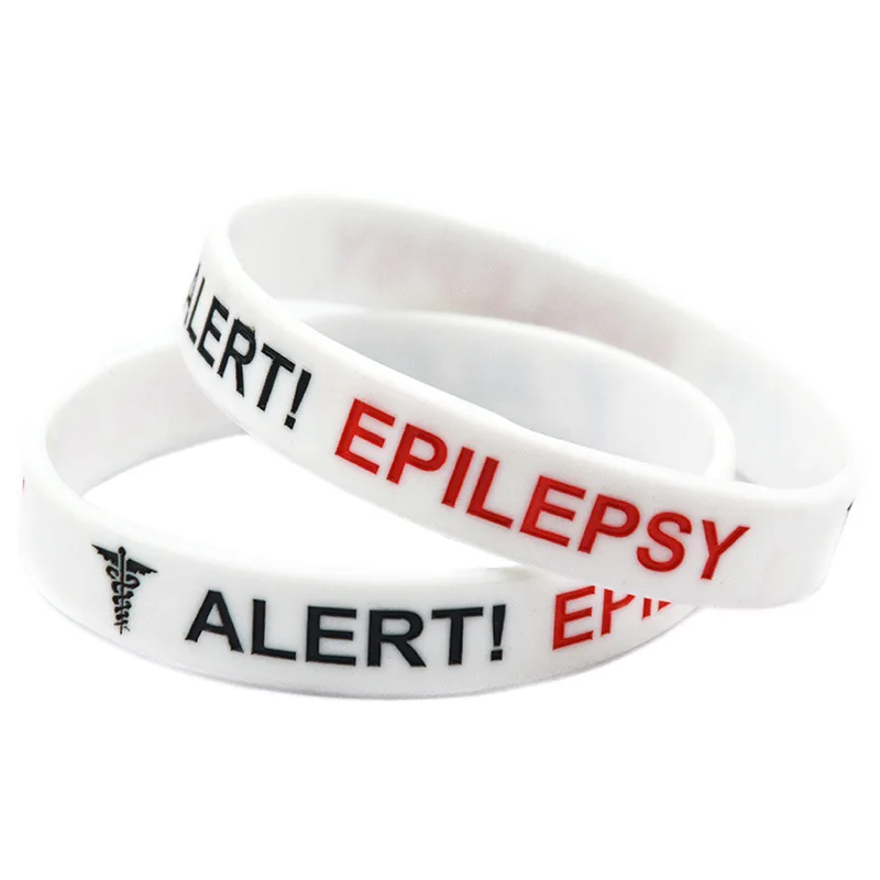 Fashion Alert Epilepsy Bracelet Warning Language Silicone Bracelet Engraved and Colored Bracelet hot sale