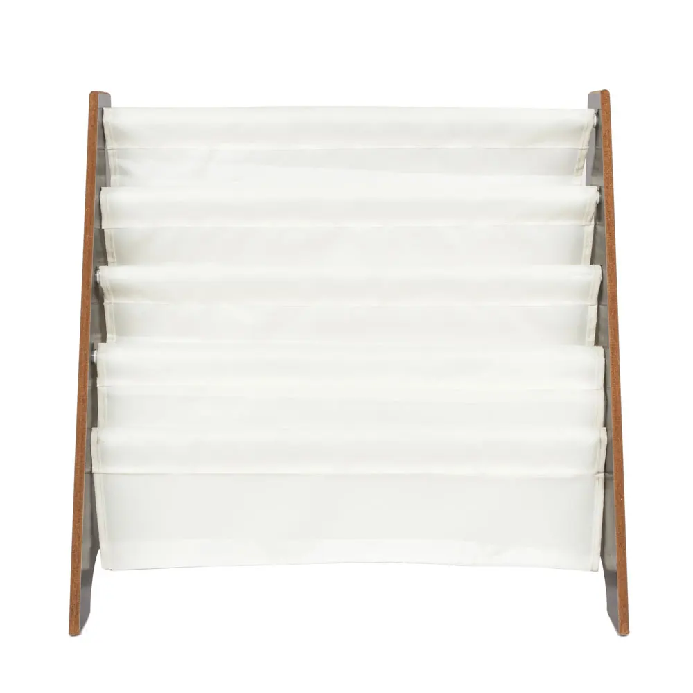 Lagerung Rack Stoff Abdeckung MDF Regal Buch Magazin Rack Dark Braun & Weiß Tuch