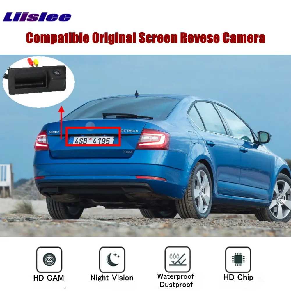 For Skoda Octavia A7 Mk3 5E 2013-2018 Car Rear View Camera Back Adapter RCA HD CCD CAM OEM Display Reversing Image Upgrade Kit