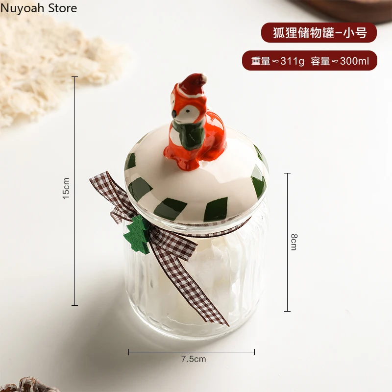 Glass Sealed Jar Grain Dispenser Storage Jar Christmas Candy Jar Snack Jar Kitchen Storage Tool Home Decoration Accessories