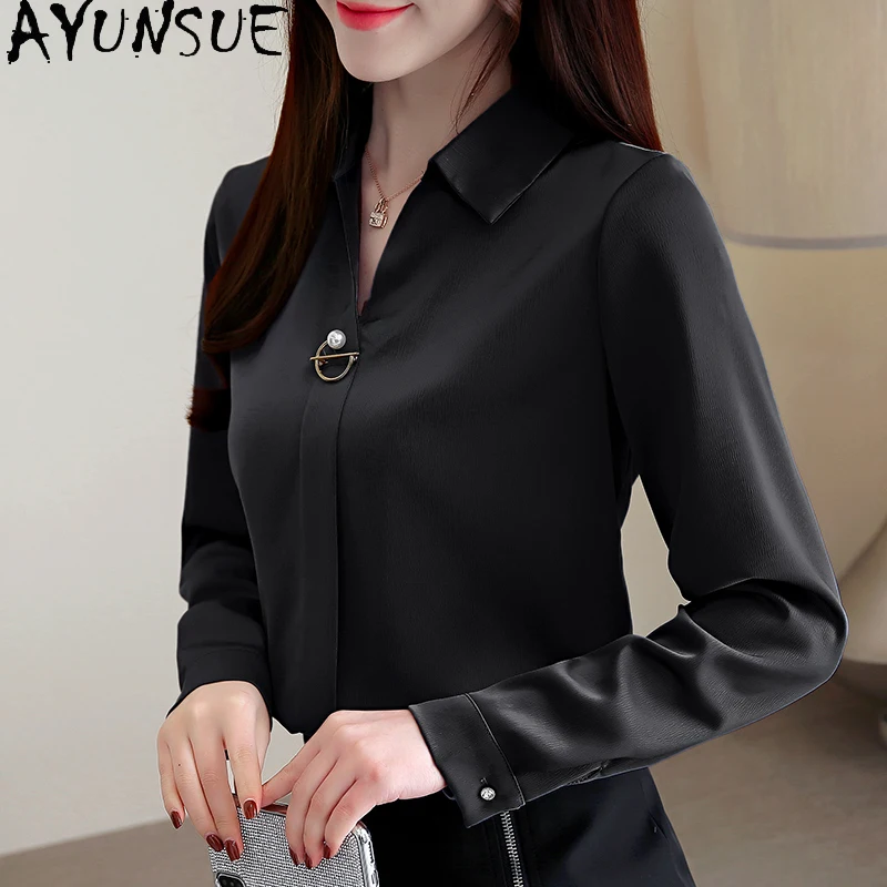 AYUNSUE Chiffon Blouses for Women Spring Autumn Office Lady Female Long Sleeve Shirt Elegant Top Woman Blouse Ropa Mujer 2021