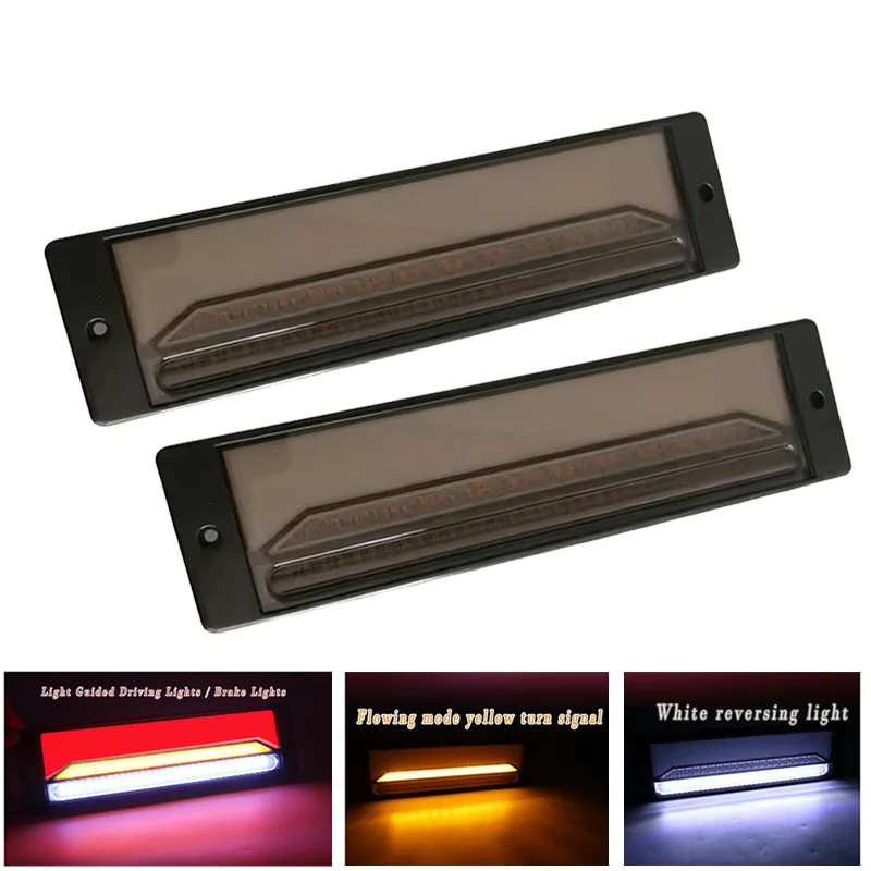 2x 4 in1 Truck LED Rear TailLight trailer Warning Lights waterproof Flowing Signal Light lorry stop brake reversing traffic lamp