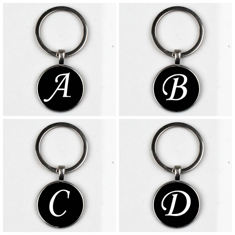 26 English alphabet keychain ABCD name pendant first letter key chain car wallet Handbags Accessories men and women jewelry gift