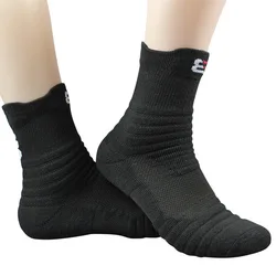 Large Cycling Running Basketball Socks for Men Women Cotton Cushioned Breathable Black White Mid-Tube Sport Socks EUR45 46 47