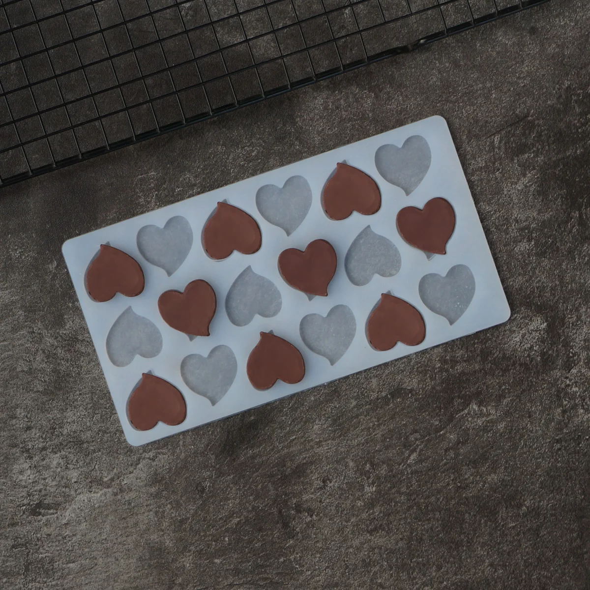 Small Heart Shape Chocolate Stencil Mold Cup Cake Topper Decorating Silicone Transfer Sheet Chablon DIY Dessert Garnish