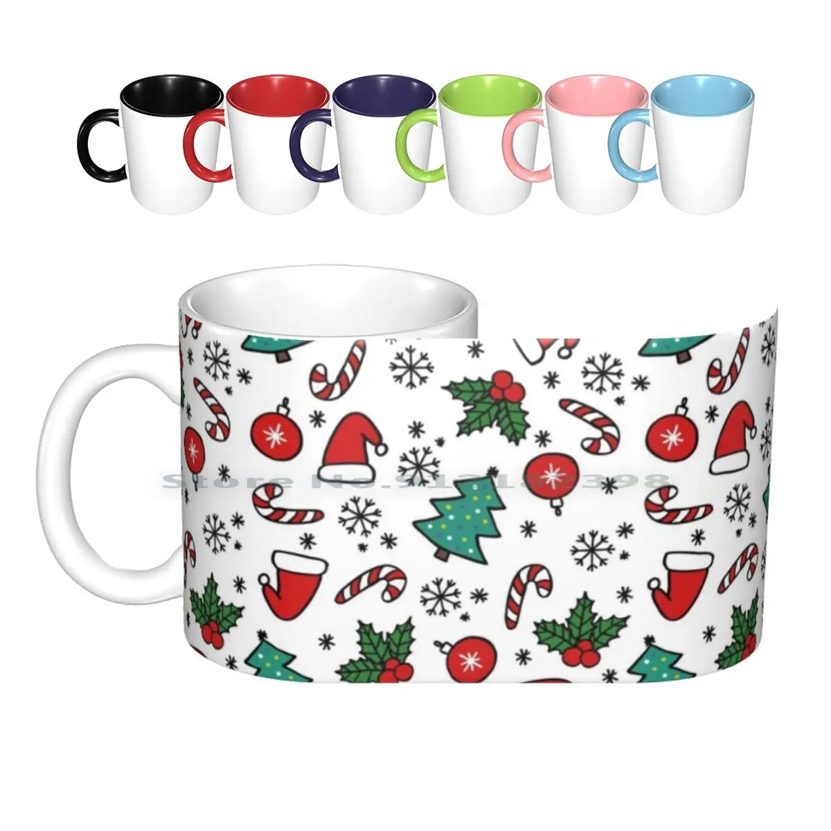 Christmas Ceramic Mugs Coffee Cups Milk Tea Mug Flower Christmas Background Vector Music Baby Abstract Hand Tree Party Icon