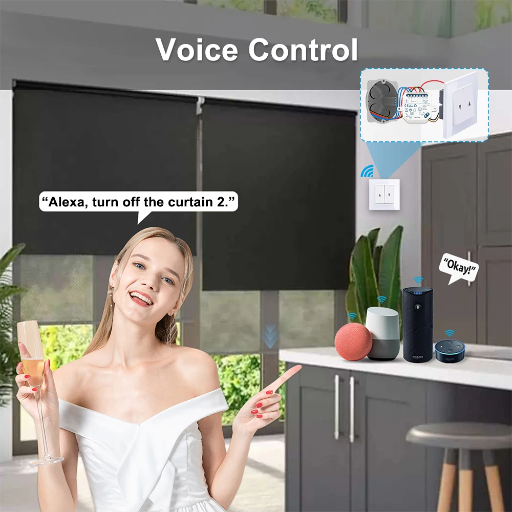 LoraTap Tuya tapparelle avvolgibili modulo relè interruttore motore con 2 canali telecomando Google Smart Home Alexa App fai da te