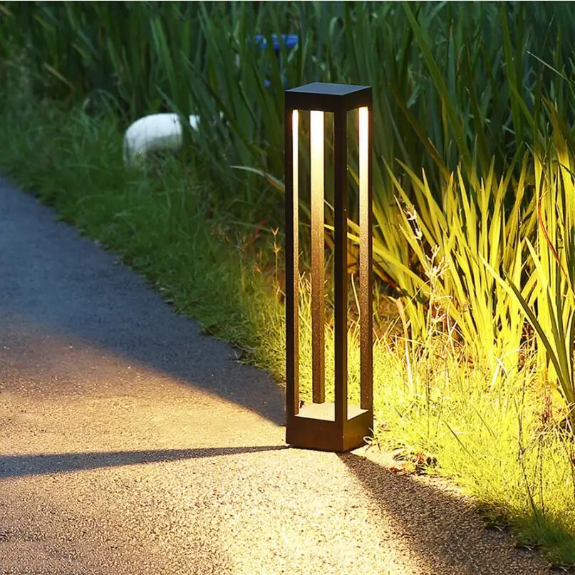 กันน้ำ LED โคมไฟสนามหญ้า COB LED ภายนอก Bollard Light AC85-265V DC12V กลางแจ้งสวน Courtyard แผนที่แสงแนวนอน