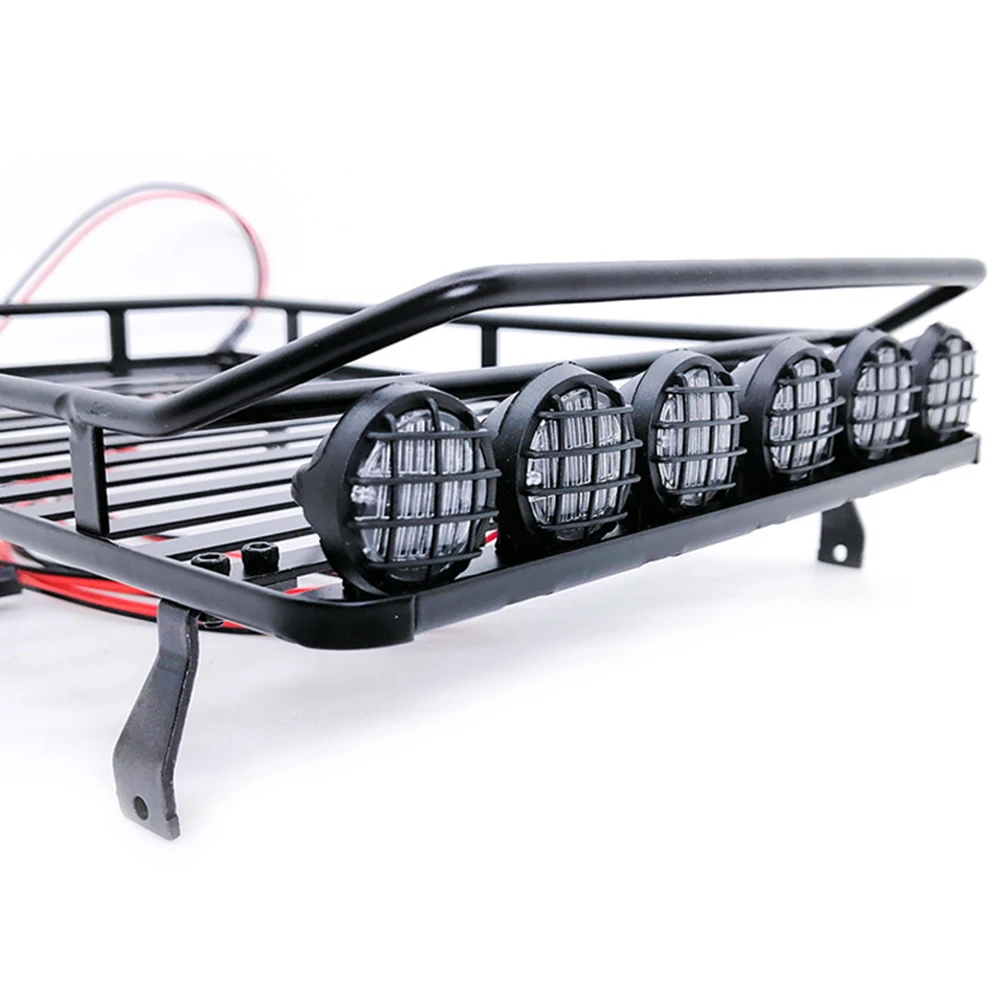 Metal Roof Rack Luggage Carrier with Light Bar for 1/10 RC Crawler D90 Axial SCX10 90046 90047 Jeep Traxxas Trx4 luggage Rack