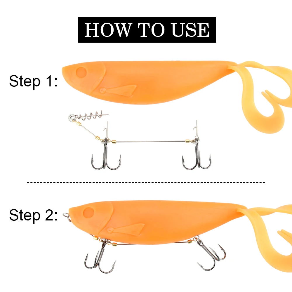 Spinpoler Shad Belly Hook Stinger Rig for Softbait Pike Double Fishing Hooks #6 #1 #1/0 Cork Screw Shad Spin Rig Tackle Pesca