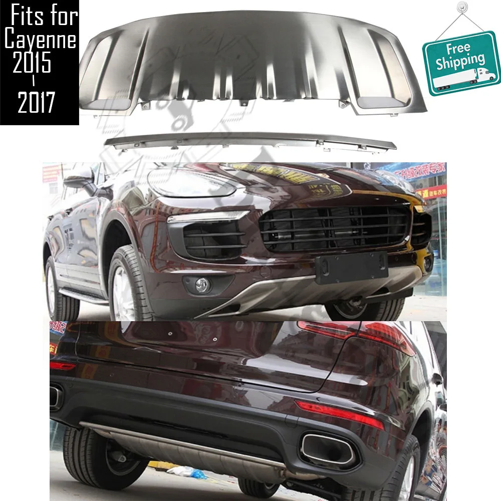 Skid plate fits for P orsche Cayenne 2015-2018 stainless steel protect plate front and rear 2 pieces protect bar bumper board