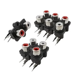 3Pcs Black 2 4 6 Hole RCA Female Jack Socket Audio Plug Connectors AV input Output Interface Signal Connection