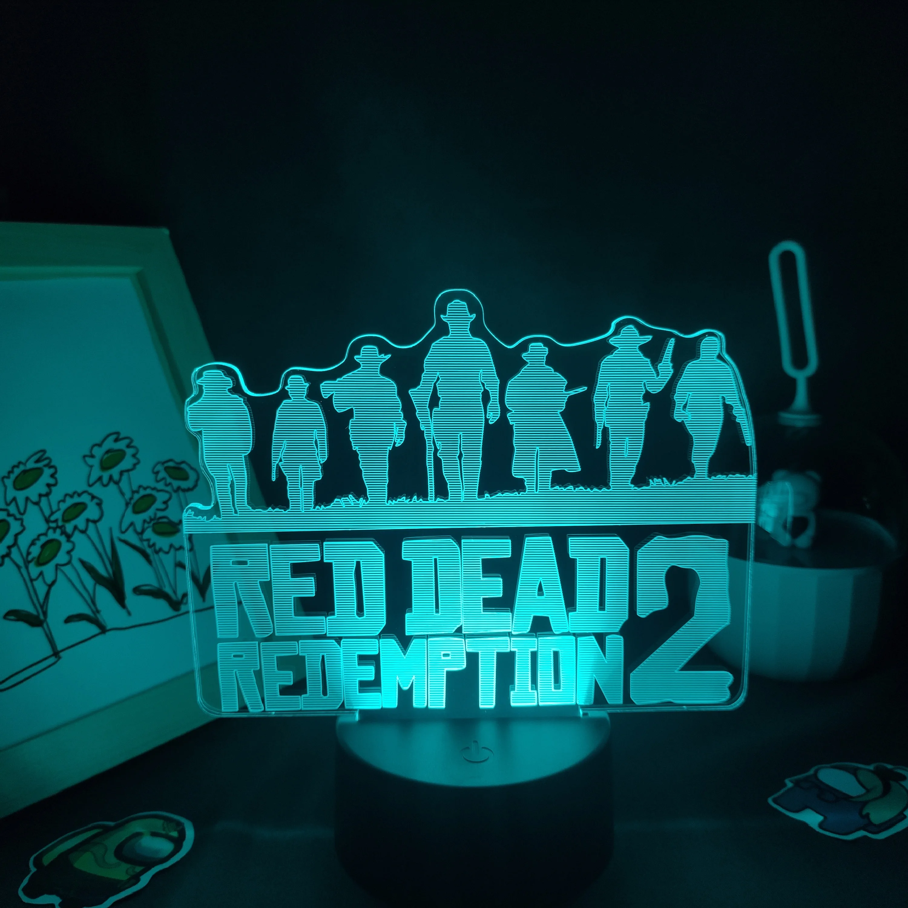 Red Dead Redemptions 2 LOGO Game Figure Arthur Morgan 3D Lamps Led RGB Night Lights Cool Gift Bed Room Table Colorful Decoration