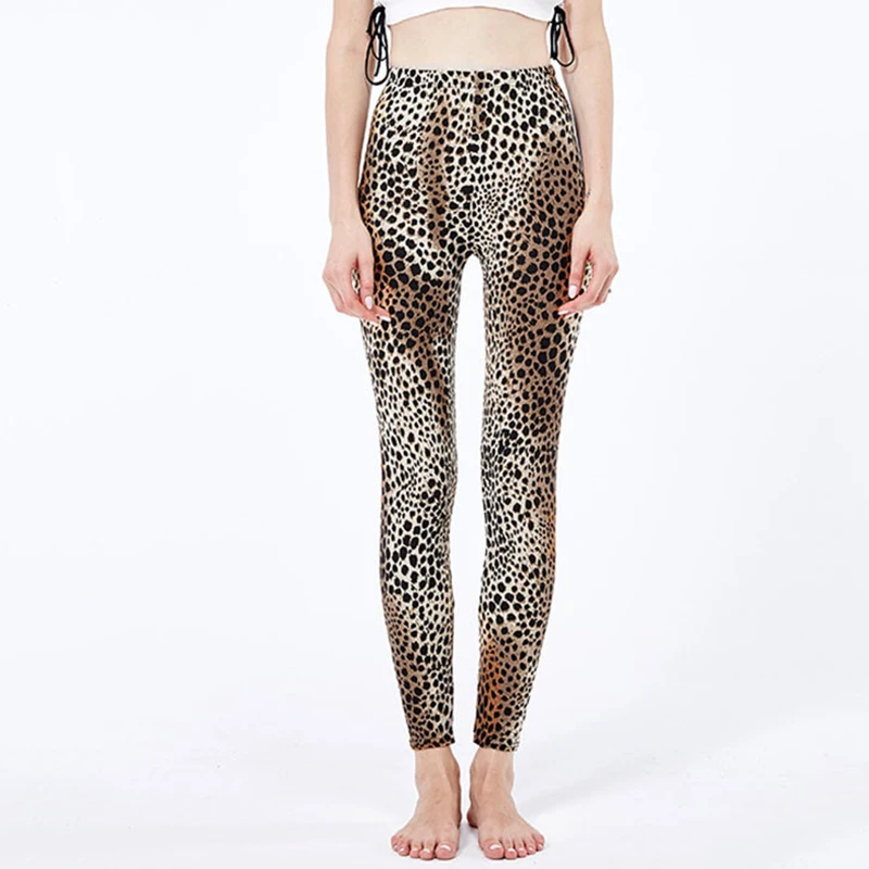 Nducjsi calças legging femininas emagrecedoras, cintura alta, macia, estampa de oncinha, sexy, treino, malhação, verão, esportiva