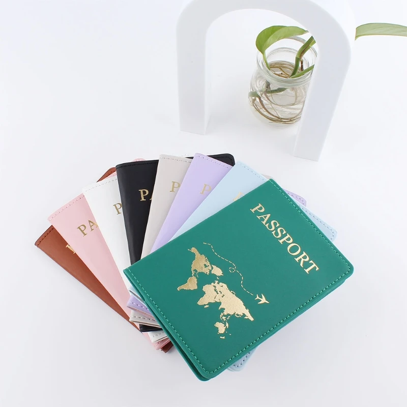 

Travel Accessories Map Passport Holder ID Cover Women Men Portable Bank Card Passport Business PU Leather Wallet Case