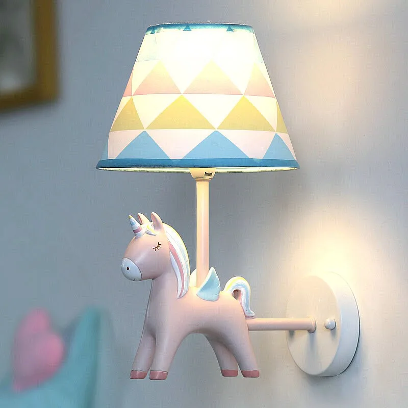 

Cartoon Resin Unicorn Wall Lamps Children Room Kids Bedroom Modern Led Animal Wall Sconce Light Fixtures Stairs Lamp Home Decor