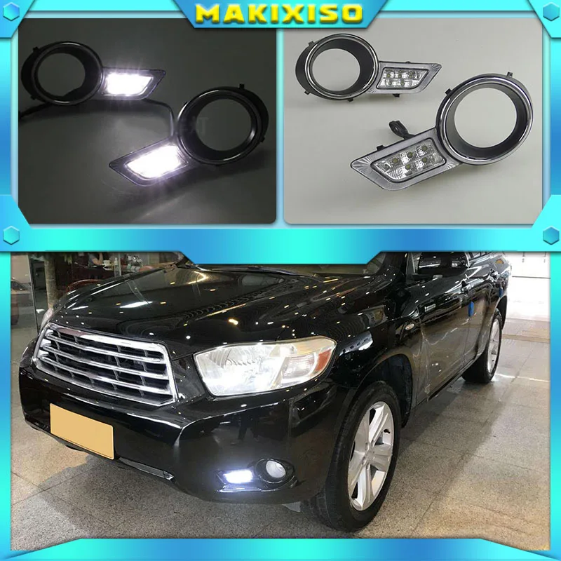 

1 Pair LED DRL Daytime Running Lights Daylight Waterproof Fog Head Lamp white For Toyota Highlander 2009 2010 2011