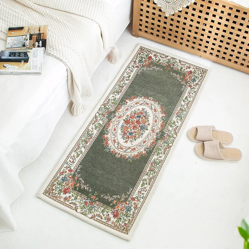 European Jacquard Carpet for Living Room, Flower Anti-slip Mats, Home, Bedroom Carpet, Luxury Doormat, Kitchen, Hallway Rug