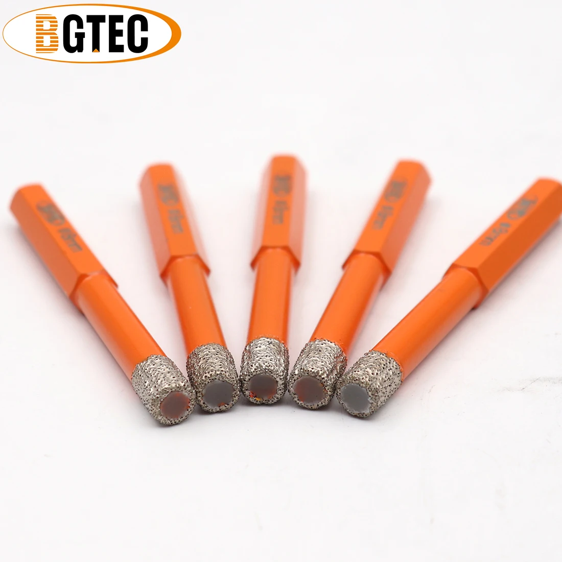 BGTEC 5 pezzi codolo esagonale 8mm punte da trapano a secco brasate sotto vuoto punte da trapano diamantate per piastrelle in ceramica granito vetro diamante foro sega