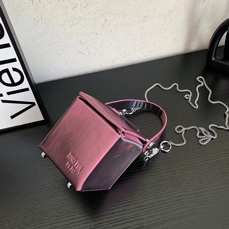 Creative Crossbody Bags For Elegant Women 2022 Luxury Designer Handbag Laser TPU Cube Evening Bag Chain Mini Coin Cosmetic Purse