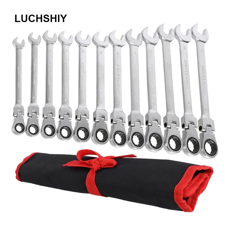 Key Ratchet Wrench Spanner Tool Set Ratchet 5/6/7/12 PCS Car Wrench Set Hand Tools Double Head Wrenches Kits Adjustable Spanner