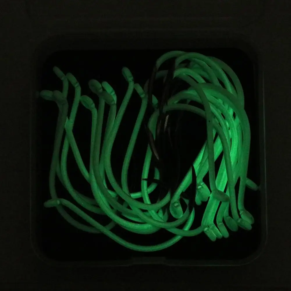 Wifreo 25PCS Saltwater Luminous Fishing Hooks Glow in the Dark Octopus Beak Hook size 3/0 ~ 7/0 High Carbon Steel Circle Hook