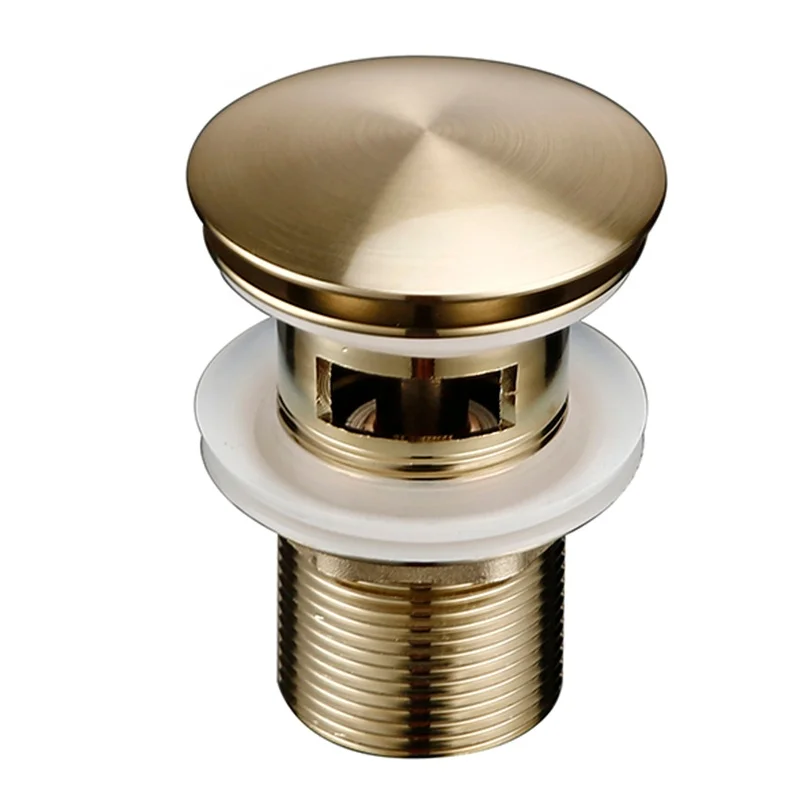 Brushed Brass Gold Bathroom Sink Drain Round Pop-up Anti-fouling Corrosion-resistant Wash Basin Drain Bathroom Hardware Kit