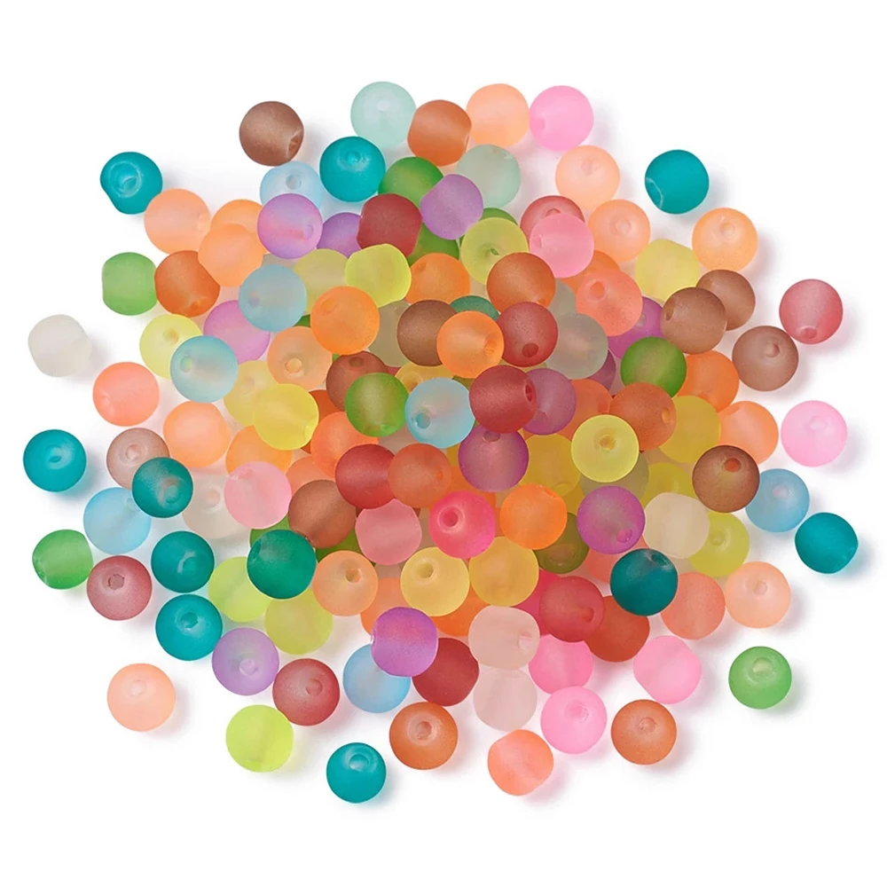 100Pcs Glass Beads Matte Light Candy Color 4 6 8 10mm Round Spacer Loose Beads For Jewelry Making DIY Findings Needlework Beads