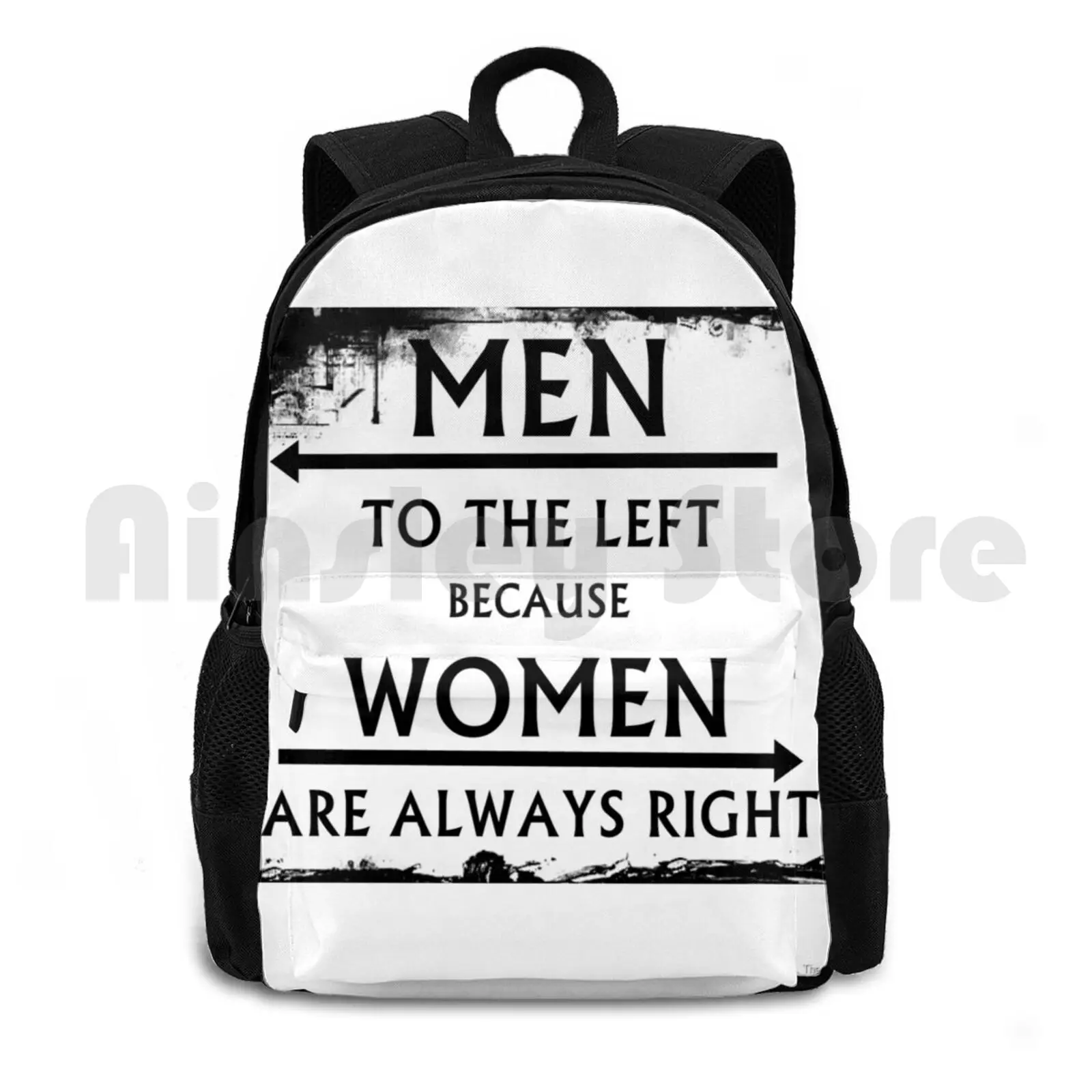 

Men To The Left Because Women Are Always Right! Outdoor Hiking Backpack Waterproof Camping Travel Funny Men Womens Right