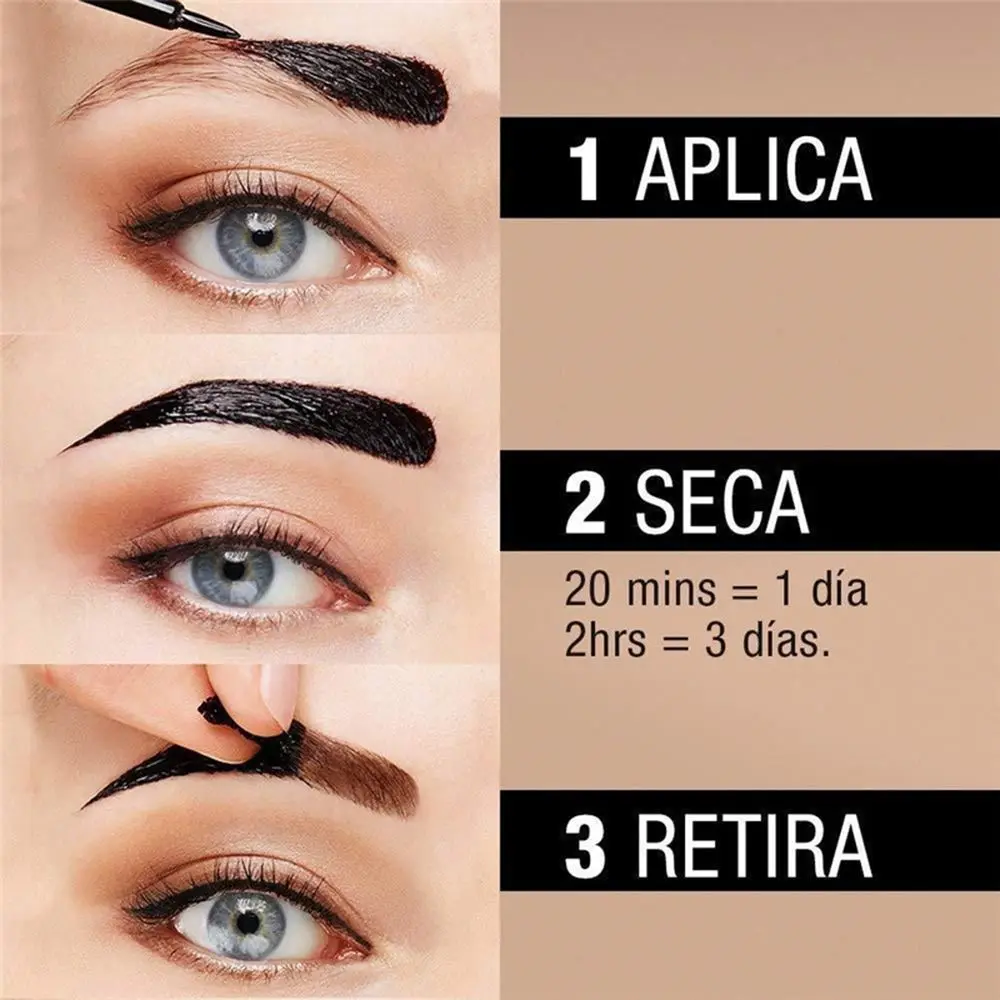 Creme de Tatuagem para Sobrancelha, Peel Off, Sem Marcação, Corante, Sobrancelha Enhancer, Maquiagem dos Olhos, Gel Tint, 3 Cores