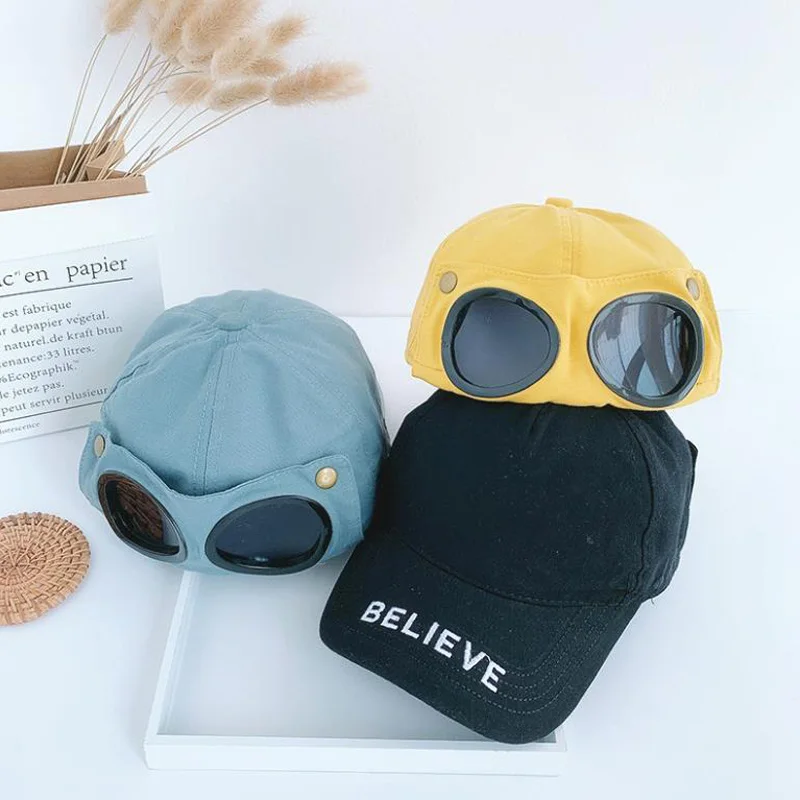 Doitbest 2024 Spring Children Baseball Cap Hip Hop Pilot Sunglasses Kids Sun Hat Boys Girls Caps Snapback Hats 2 to 6 Years old
