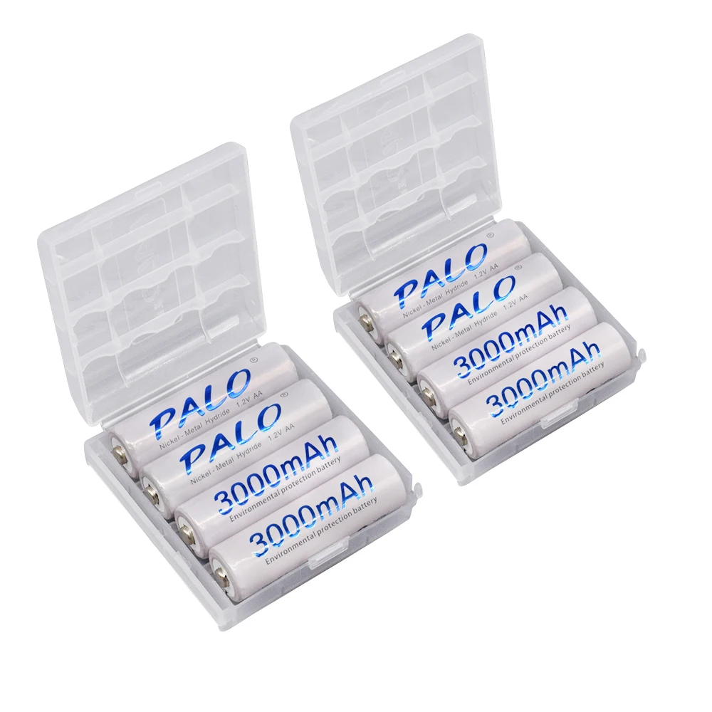 8Pcs PALO NIMH AA Rechargeable Battery aa 3000mAh 1.2V Batteries With Charger for AA AAA NIMH NICD 1.2V batteria batteries